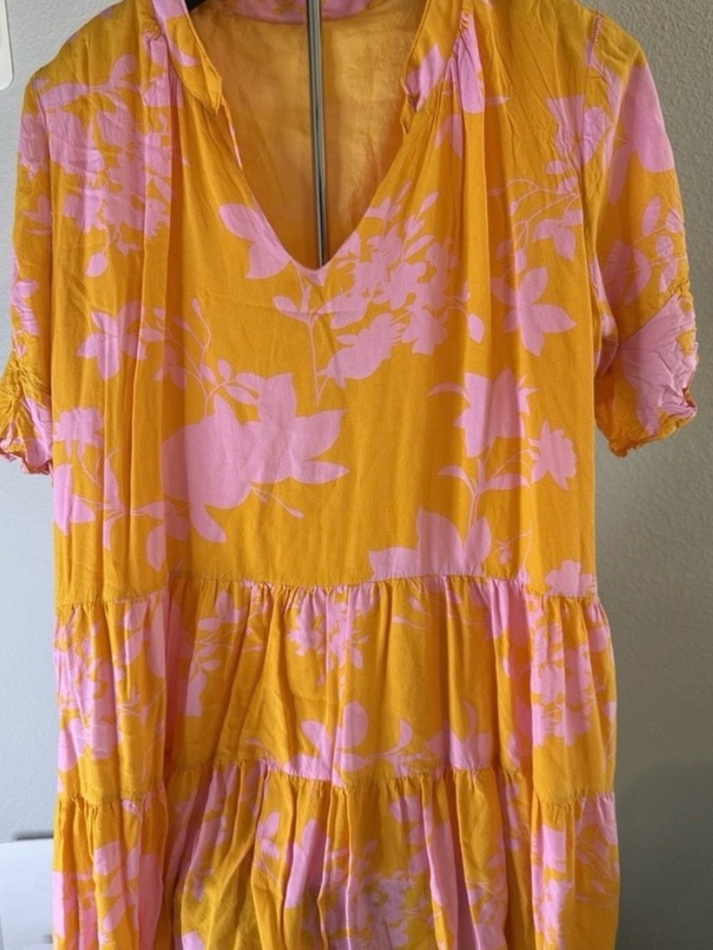 Charming Charlie Women's Orange Multi Tiered‎ Short Sleeve Dress Size XL